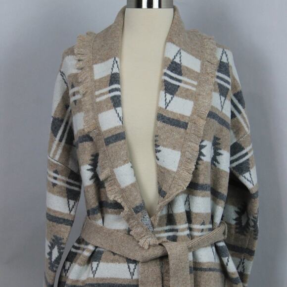 Tahari Women's Belted Cardigan Knit Sweater Tribal Aztec Southwestern Size M - Picture 9 of 14